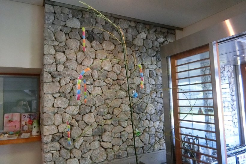 玄関に立てた七夕用の竹