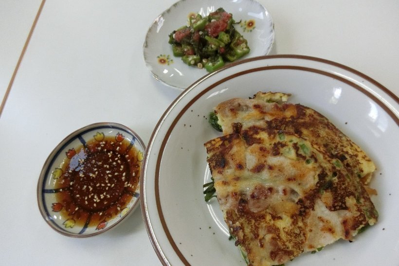 チヂミ・たれ・オクラとシソあえ