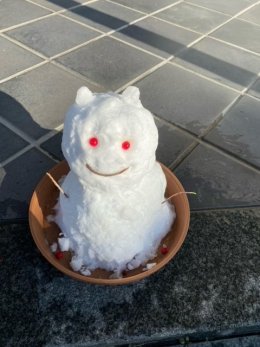 雪で作ったなにかわからない白いもの