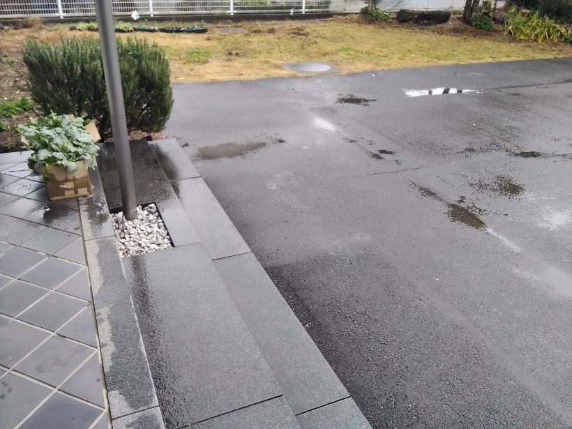 水溜まりのあるアスファルト