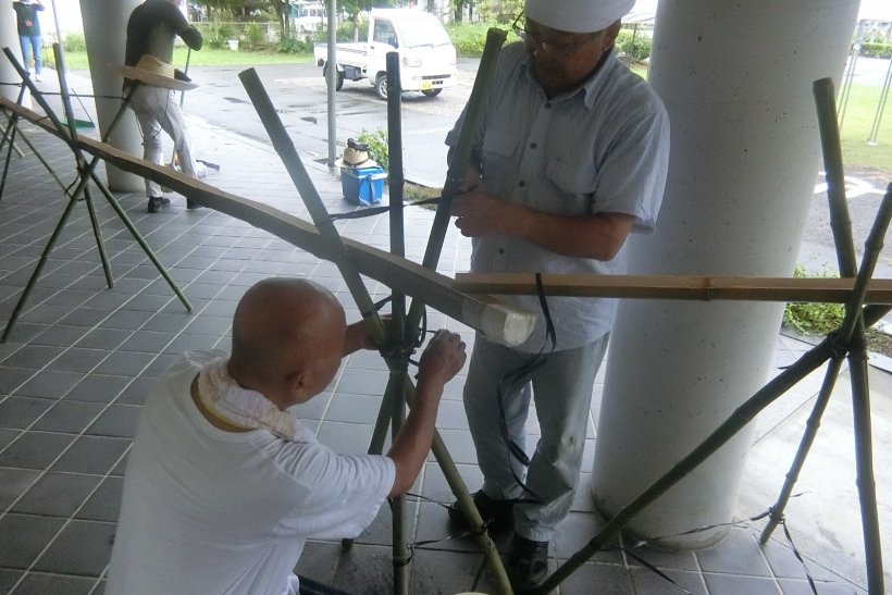 流しそうめんの台作り