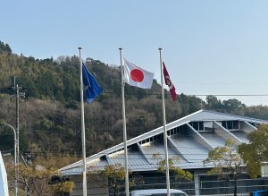 旗と建物
