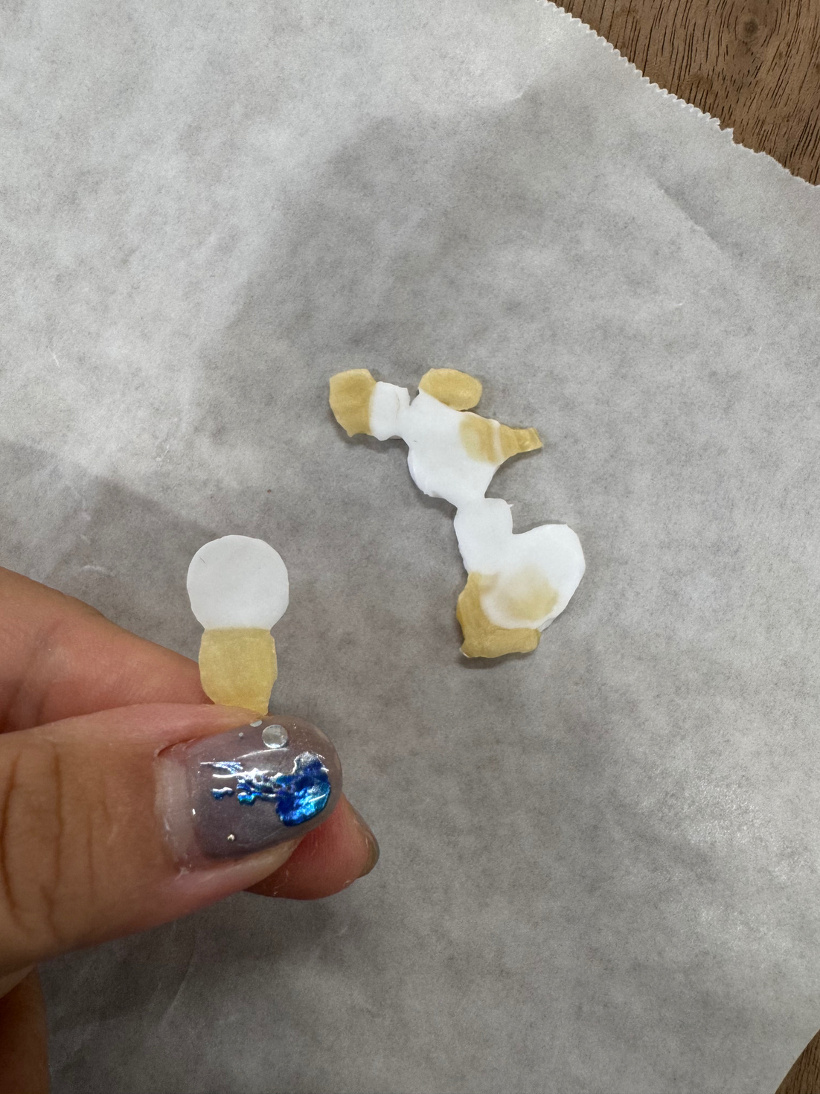 アイスを持って鳥のような切れ端