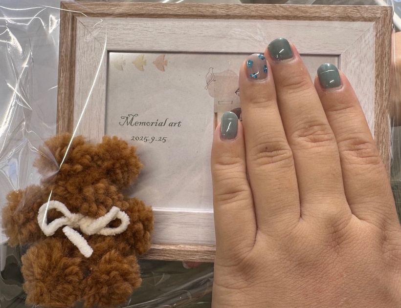 手作りクマと写真立て